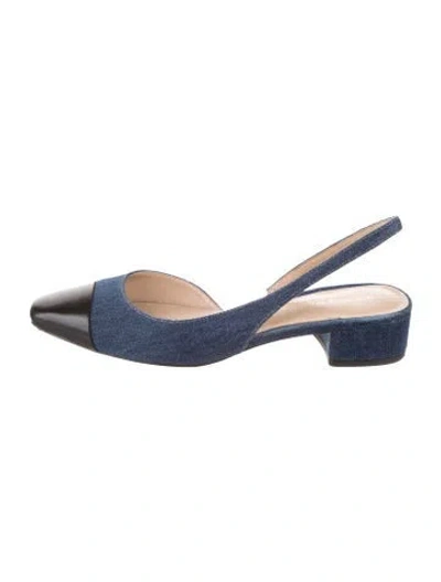 Pre-owned Veronica Beard Denim Slingback Flats In Blue
