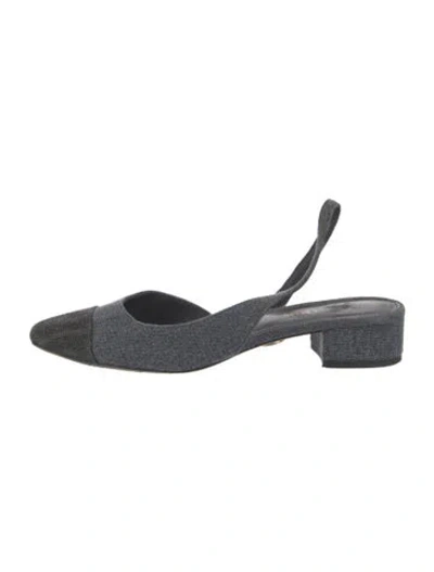 Pre-owned Veronica Beard Denim Slingback Flats In Blue