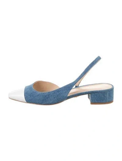 Pre-owned Veronica Beard Denim Slingback Flats In Blue