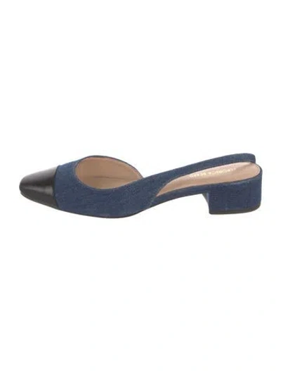 Pre-owned Veronica Beard Denim Slingback Flats In Blue