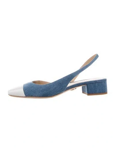 Pre-owned Veronica Beard Denim Slingback Flats In Blue/white