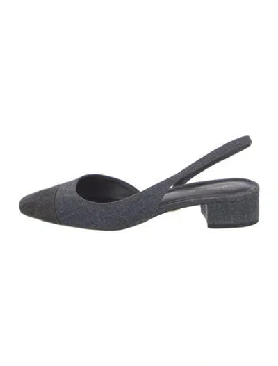 Pre-owned Veronica Beard Denim Slingback Flats In Multi