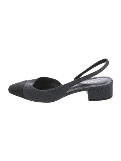 Pre-owned Veronica Beard Denim Slingback Flats In Multi
