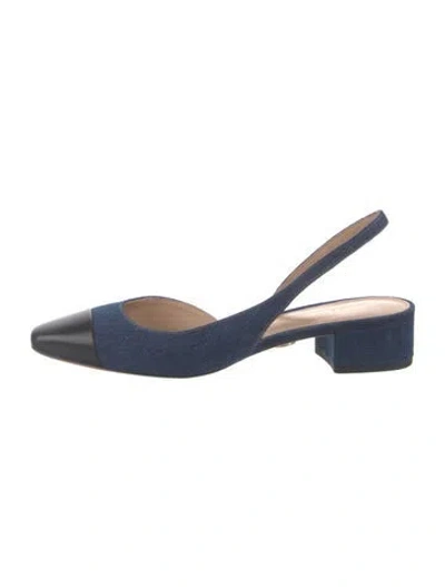 Pre-owned Veronica Beard Denim Slingback Flats In Multi