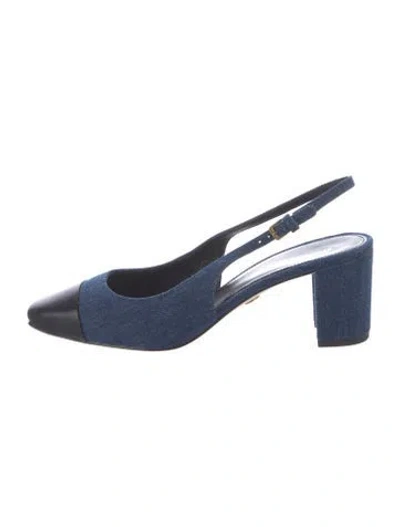 Pre-owned Veronica Beard Denim Slingback Pumps In Blue