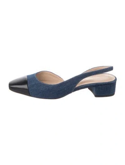 Pre-owned Veronica Beard Denim Slingback Pumps In Blue