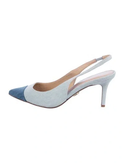 Pre-owned Veronica Beard Denim Slingback Pumps In Blue