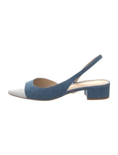 Pre-owned Veronica Beard Denim Slingback Pumps In Blue