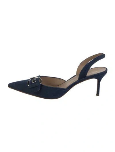 Pre-owned Veronica Beard Denim Slingback Pumps In Blue