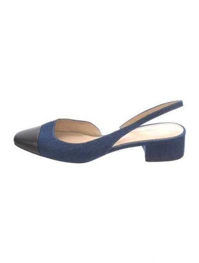 Pre-owned Veronica Beard Denim Slingback Pumps In Blue
