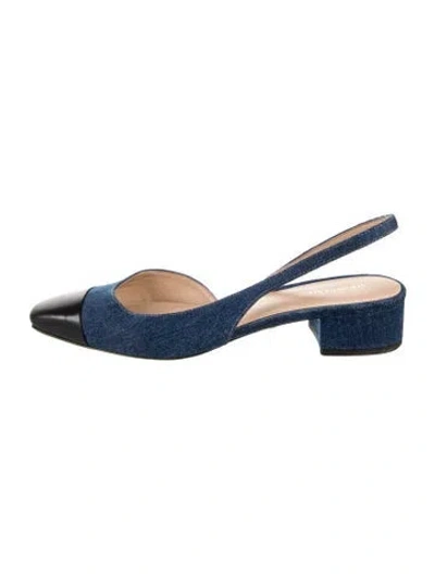 Pre-owned Veronica Beard Denim Slingback Pumps In Blue