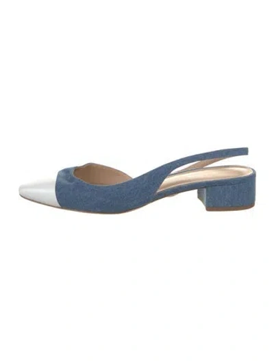 Pre-owned Veronica Beard Denim Slingback Pumps In Blue