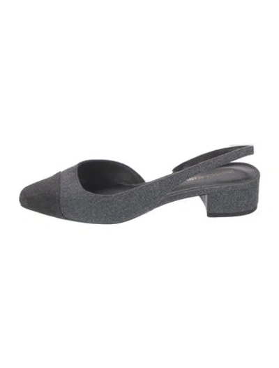 Pre-owned Veronica Beard Denim Slingback Pumps In Gray