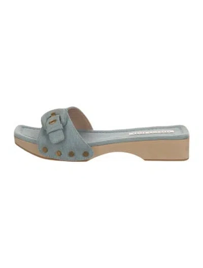 Pre-owned Veronica Beard Denim Studded Accents Slides In Blue