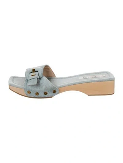 Pre-owned Veronica Beard Denim Studded Accents Slides In Blue