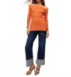 Veronica Beard Derick Ribbed Off-shoulder Pullover Tee In Deep Orange In Orange