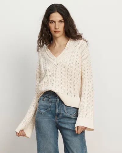 Veronica Beard Deveraux Pointelle Sweater In Sand
