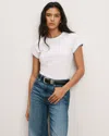 Veronica Beard Devin Crewneck T-shirt White Blue River In White/blue River