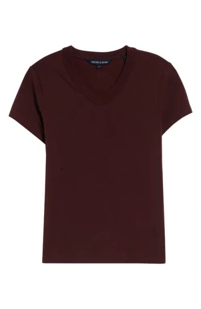 Veronica Beard Devin Short Sleeve V-neck Tee In Brown