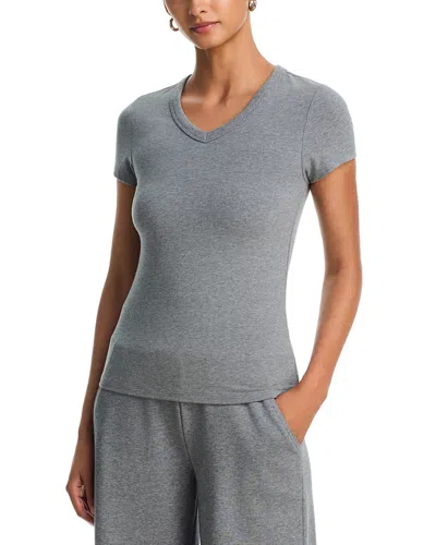 Veronica Beard Devin V Neck Tee In Gray