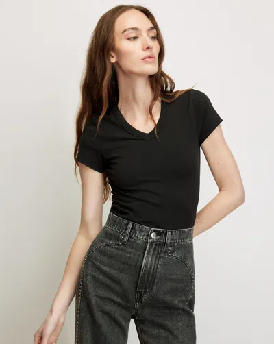 Veronica Beard Devin V-neck T-shirt In Black