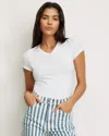 Veronica Beard Devin V-neck T-shirt In White