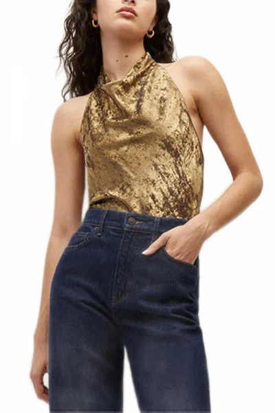 Veronica Beard Devonne Halter Top In Brass In Gold