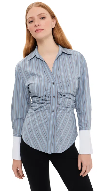 Veronica Beard Devra Button Down Shirt Blue River Multi