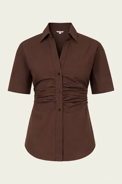 Veronica Beard Devra Button-down Shirt In Dark Mocha In Brown