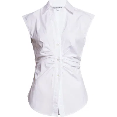 Veronica Beard Devra Ruched Button-up Shirt In White