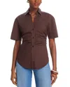 Veronica Beard Devra Short Sleeve Top In Brown