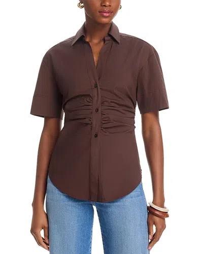 Veronica Beard Devra Short Sleeve Top In Brown