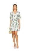 Veronica Beard Dewey Belted Floral-print Cotton-gauze Mini Dress In Green
