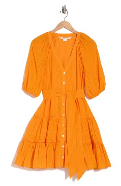 Veronica Beard Dewey Cotton Button-up Dress In Orange
