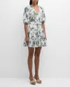 Veronica Beard Dewey Belted Floral-print Cotton-gauze Mini Dress In Off White Multi