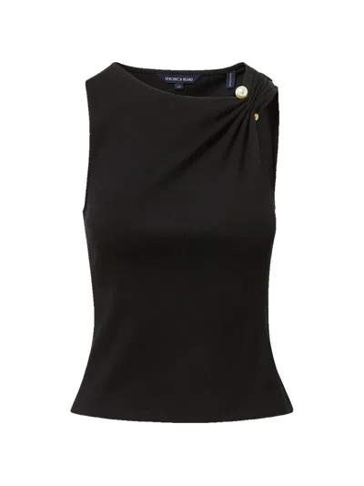 Veronica Beard Deylin Gathered Button-detail Top In Black