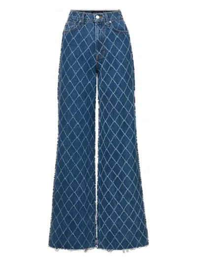 Veronica Beard Diamond-pattern Wide-leg Jeans In Blue