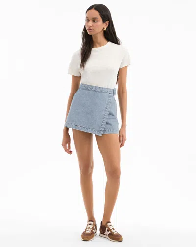 Veronica Beard Diaz Denim Mini Skort In Blue