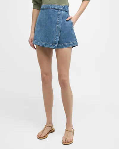 Veronica Beard Diaz Denim Skort In Wanderer Dust