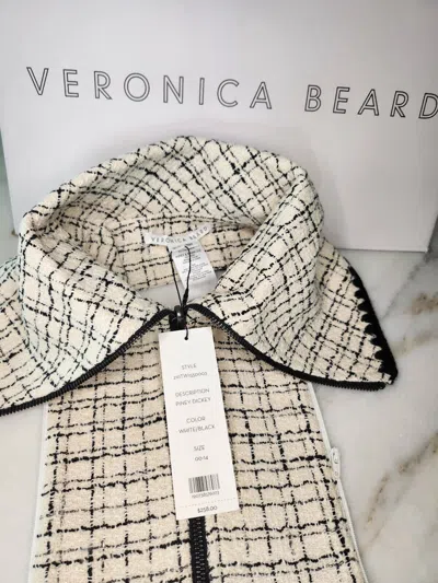 Pre-owned Veronica Beard Dickey Piney Black & White Turtleneck Tweed 4 Jacket