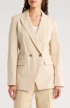 Veronica Beard Didion Double-breasted Striped Cotton-blend Seersucker Blazer In Khaki/white