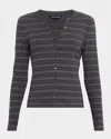 Veronica Beard Dili Long-sleeve Stripe Cardigan In Gray