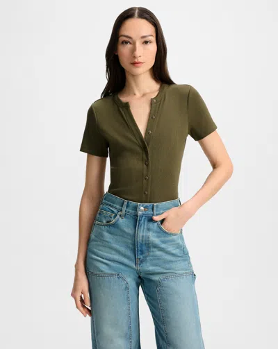 Veronica Beard Dilia Button-down T-shirt In Green