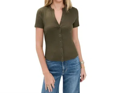 Veronica Beard Dilia Button Down T-shirt In Cypress In Green