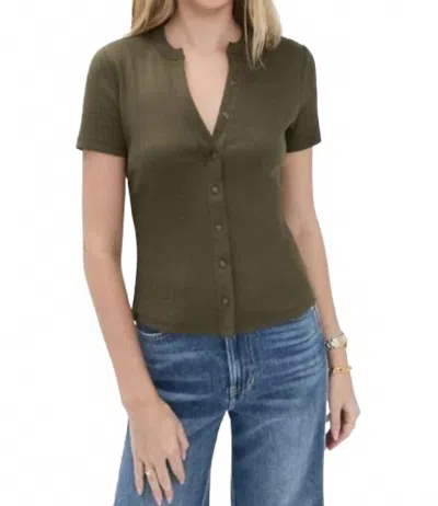 Veronica Beard Dilia Button Down Tee In Cypress In Green