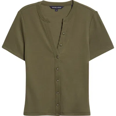 Veronica Beard Dilia Rib Top In Green