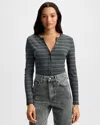 Veronica Beard Dilia Metallic Stripe Stretch Cotton Blend Top In Gray