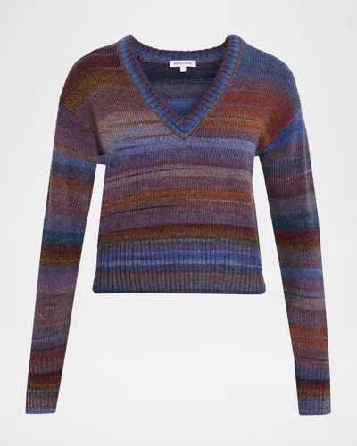 Veronica Beard Diora Stripe V-neck Sweater In Multi