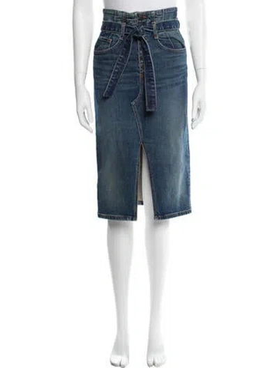 Pre-owned Veronica Beard Distressed Accents Knee-length Skirt In Blue