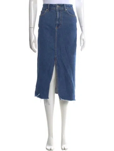 Pre-owned Veronica Beard Distressed Accents Midi Length Skirt In Blue